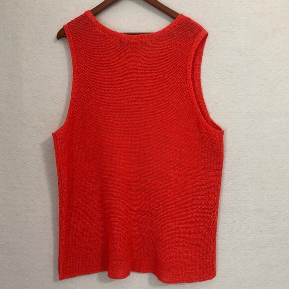 JH Collectibles Top Women 3 Plus Orange Red Open Weave Sleeveless V Neck Vintage - Picture 11 of 11